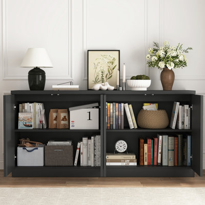 Buffet en bois 62,60 pouces avec 4 portes et tablettes
