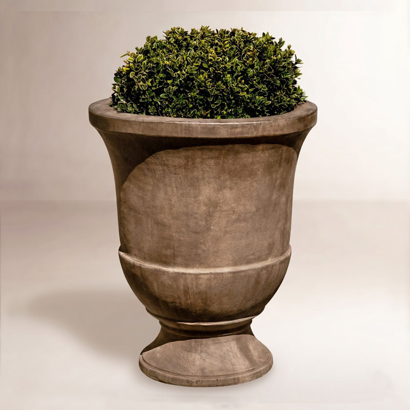 Pascal Urn Planter, 28.25" H x 23.25" W x 23.25" D, Aged Limestone