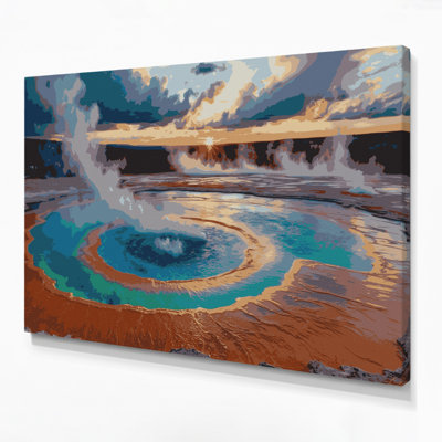 Cities Yellowstone National Park Gray Canvas Wall Art