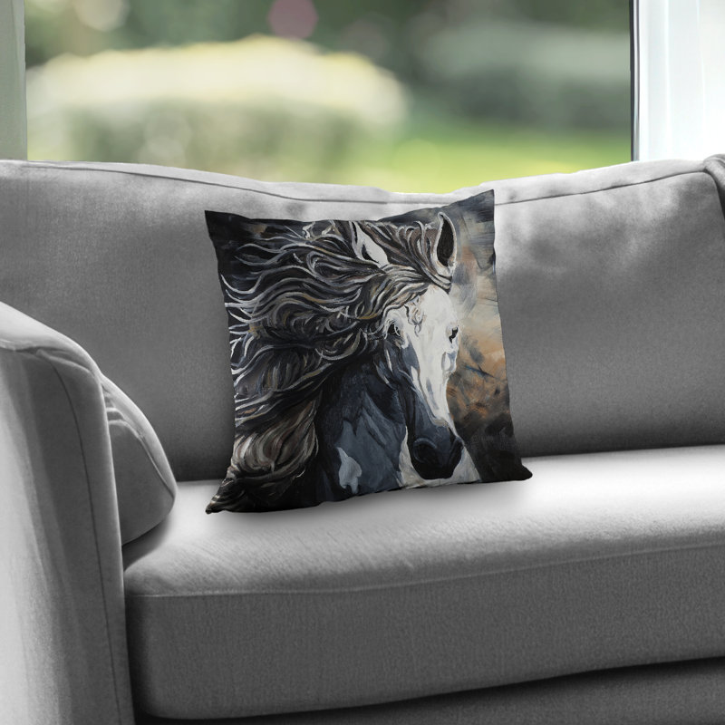 Front wild horse Rustic Farm animals – Throw Pillow Cover Only, Double-Sided Print, Insert Not Included
