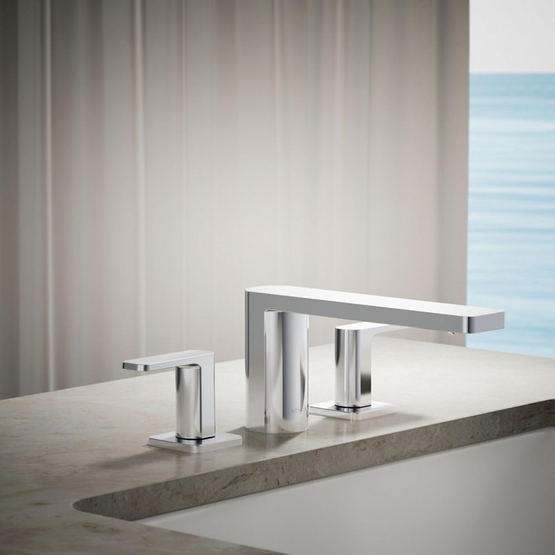 Parallel Two-Handle Deck-Mount Bath Faucet, Polished Bronze