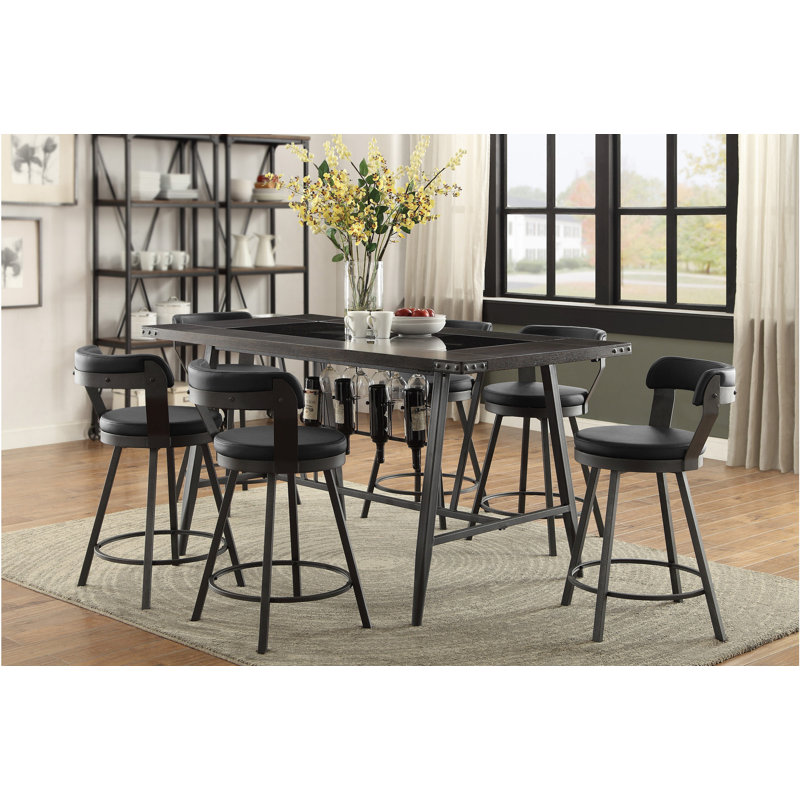 Ensemble de salle à manger Horatious, 7 pièces, Noir/gris