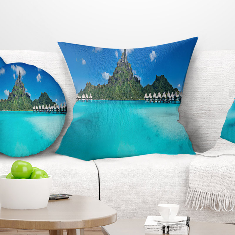 Coussin Bora Bora Panorama Beach - Sea & Shore, 16 po x 1 po, Coussin décoratif