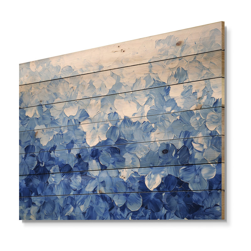 Imprimé floral sur bois de pin bleu turquoise, H 10 po x l 20 po