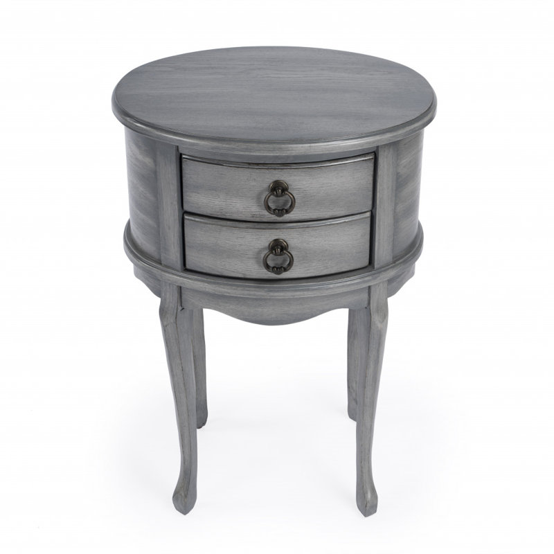 Table de bout à 2 tiroirs Nasiar, Gris