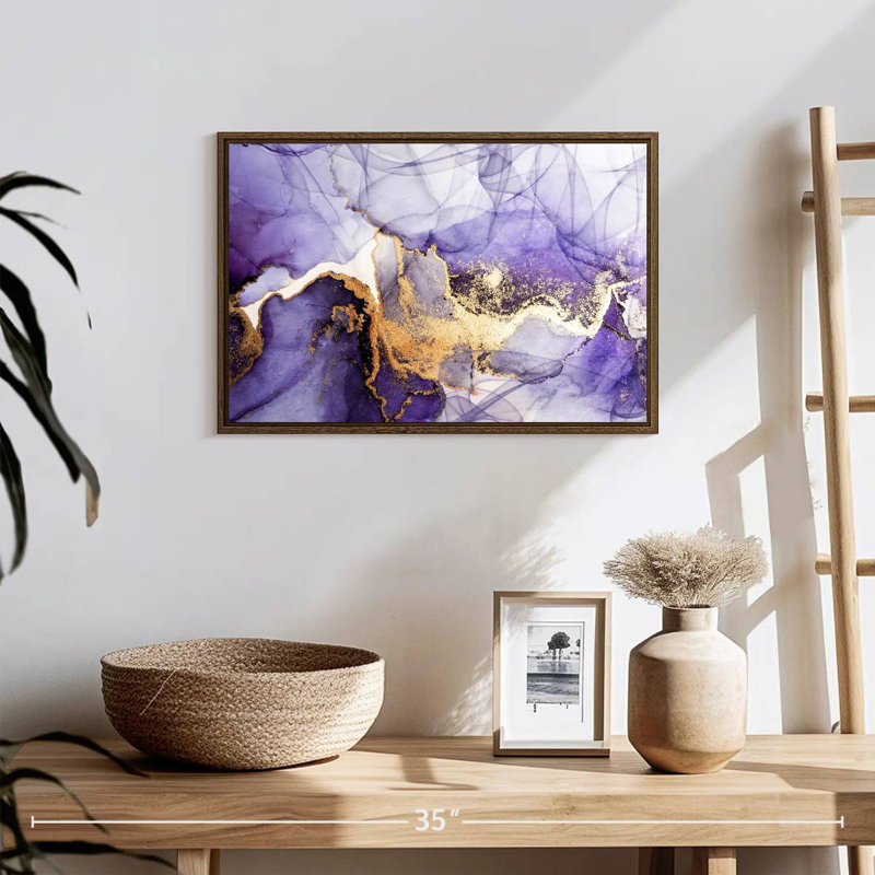 Mauve brume mauve, 19 po x 13 po, Cadre flottant en noyer