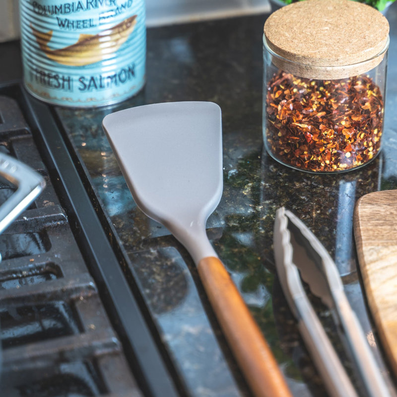 Acacia Wood & Grey Silicone Turner, Grey
