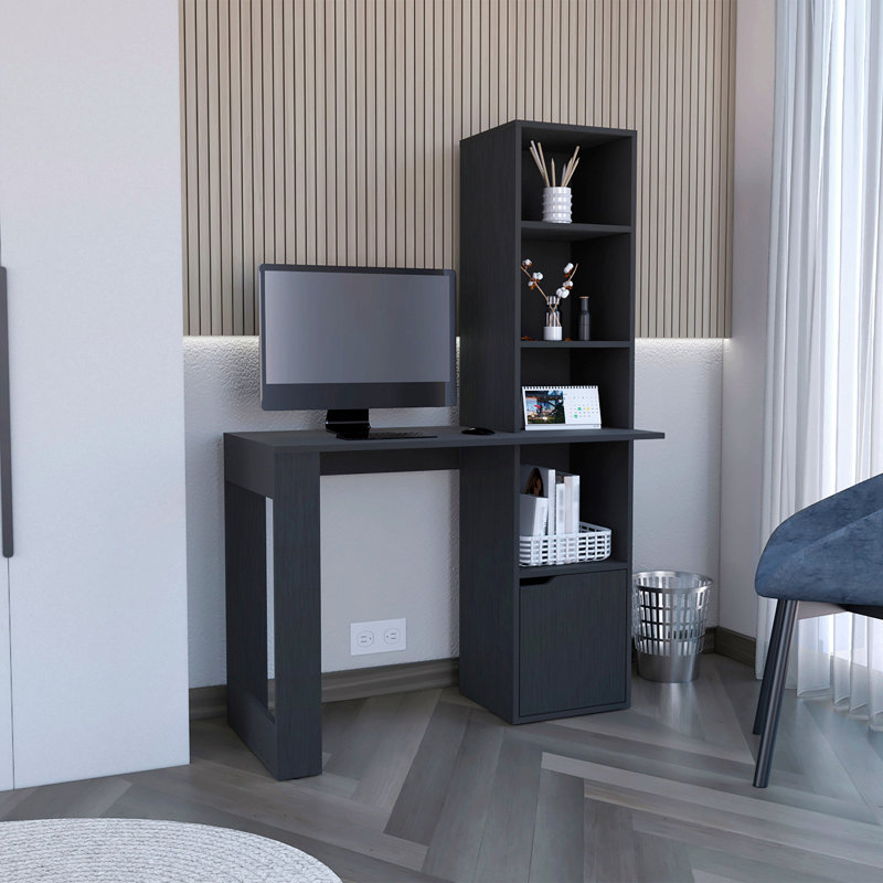 Bureau d'écriture avec bibliothèque et armoire, Noir