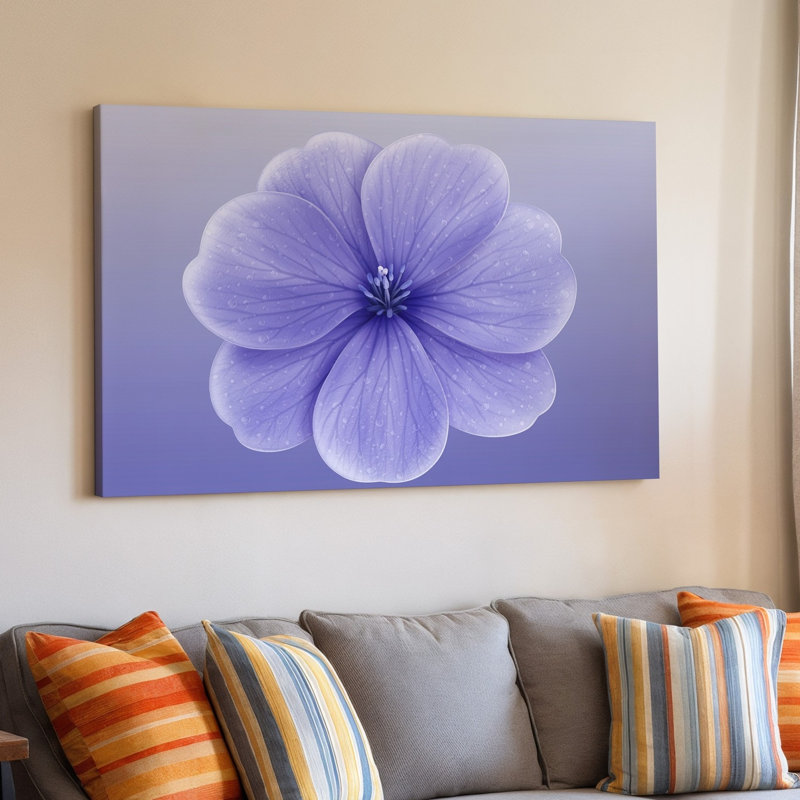 Toile, une délicate fleur de lavande avec des pétales arrondis centrés sur un art mural, H 16 po x l 20 po