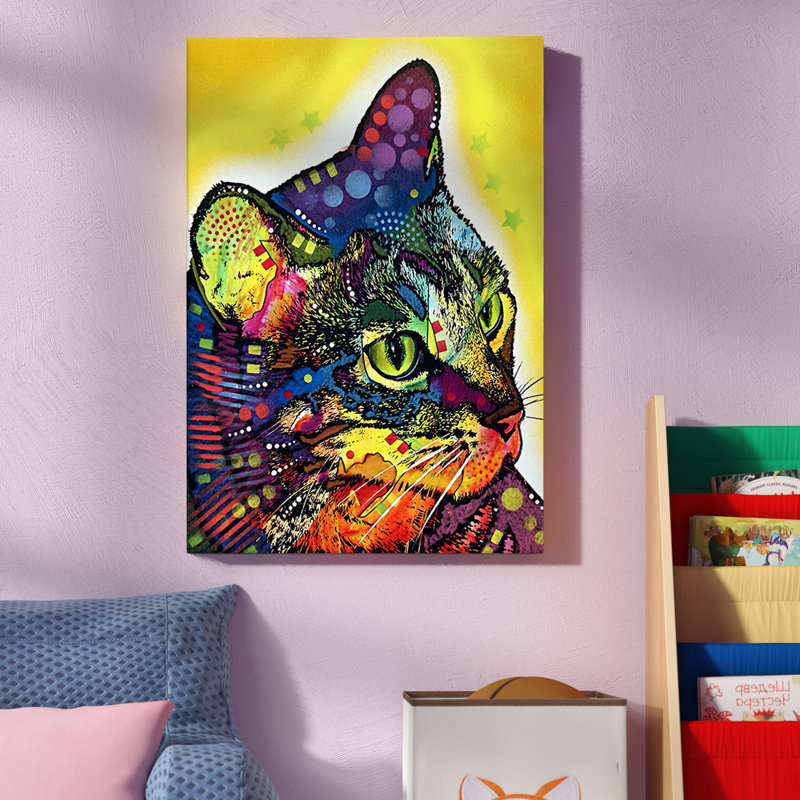 « confiant chats »-impression sur toile tendue, H 18 po x l 12 po x P 1,5 po, Toile tendue