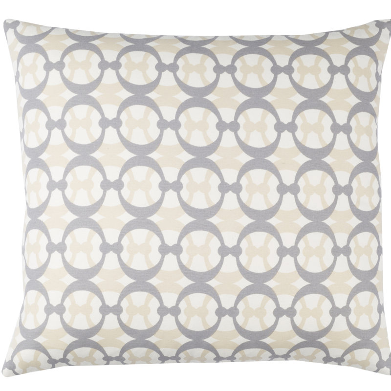 Lina Geometric Cotton Throw Pillow, 18" H x 18" W x 4" D, White / Gray / Beige