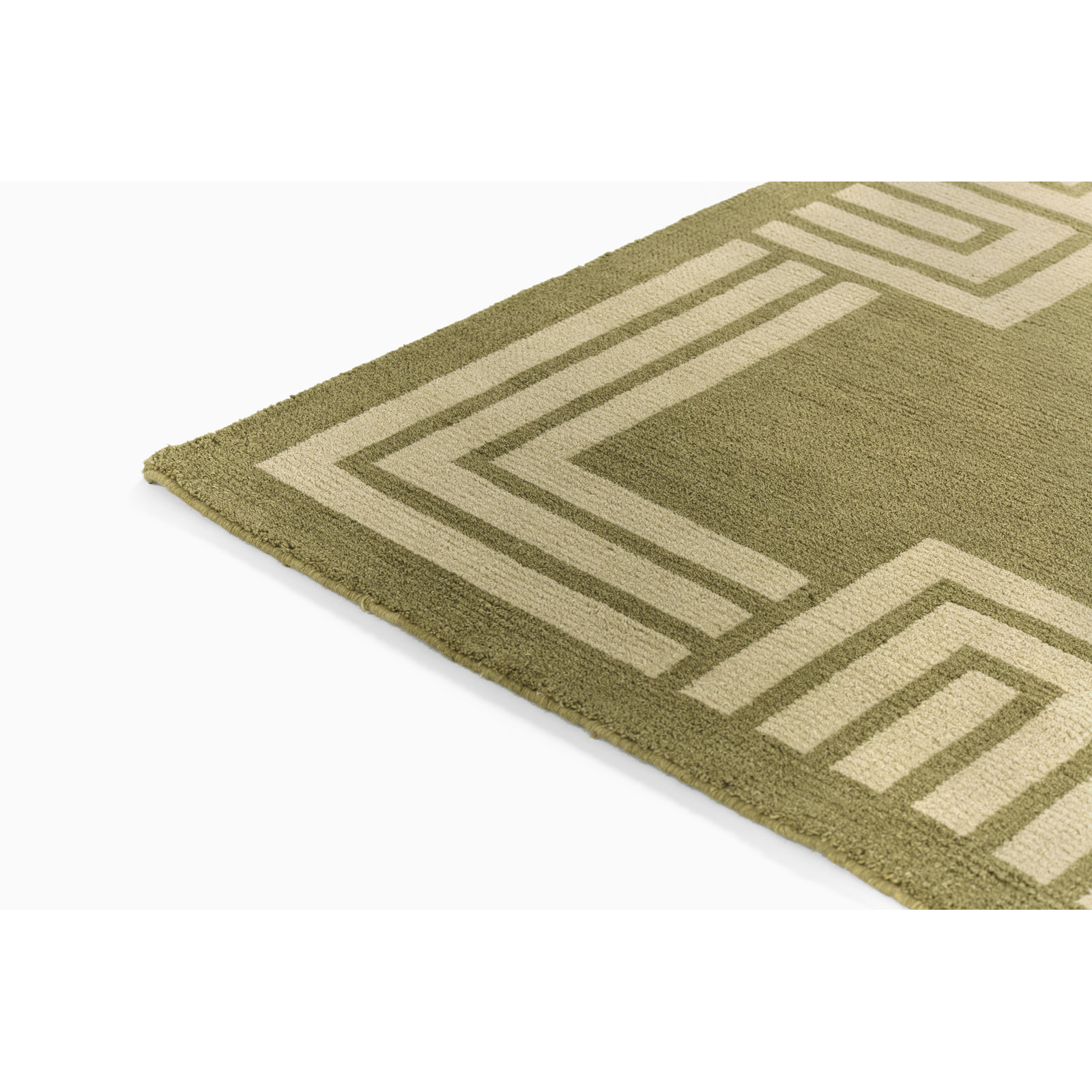 Theresa Geometric Hand Woven Wool Green Area Rug 5' X 8', 3'6" X 5'6"