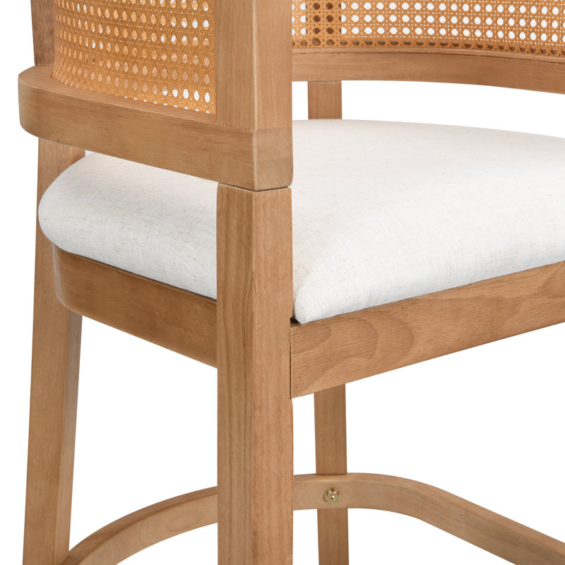 Oech Rubberwood Upholstered Bar Stools, Bar Stools (29.50'' Seat Height), Natural Oak
