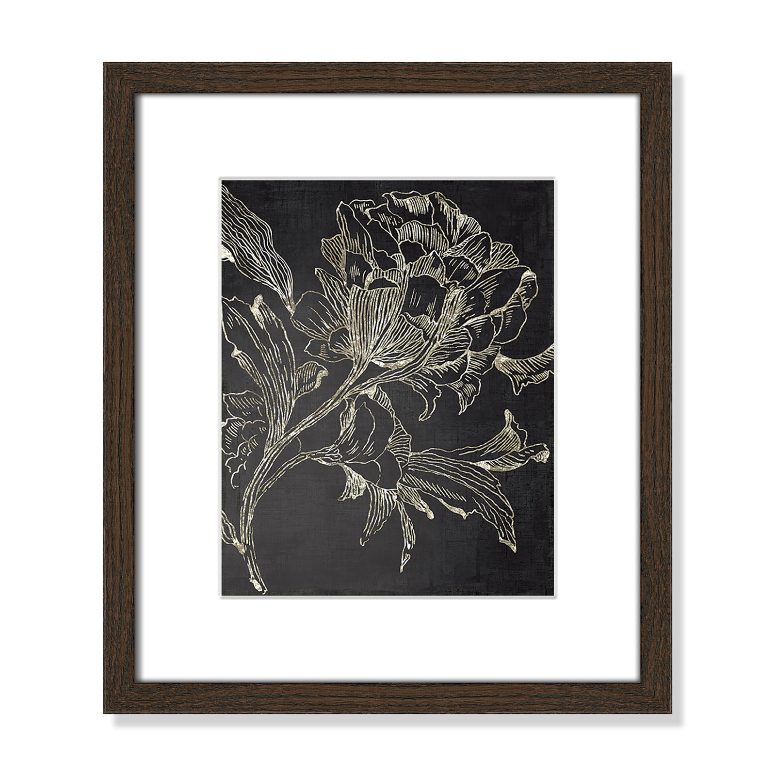 Clarendon "Golden Flower Folklore I" Print, 15" H x 13" W, Walnut Framed