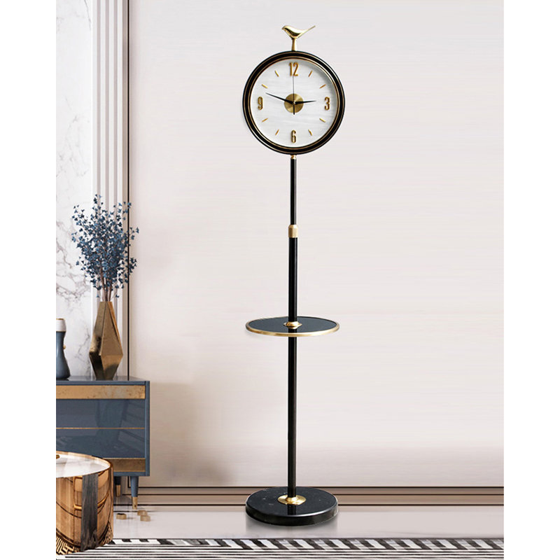 Minimalist Freestanding Pendulum Floor Clock with Tray
