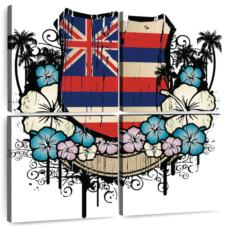 Drapeau floral Borges Hawaii, H 50 po x l 50 po