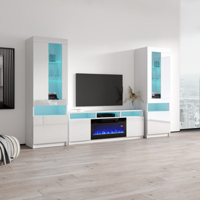Azniv Entertainment Center for TVs up to 70" with Electric Fireplace Included by Wade Logan