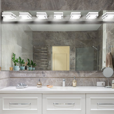 Modern 7 Vanity Lights, Energy Saving Led, Rotatable 180, Acrylic Wall , For Living Room, 45.3" X 4.7" 4.3 Lamp, 36w Efficient, Bathroom And Powder