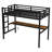 Metal Twin XL Size Loft Bed  with Power Outlet and LED Lighted, Space-Saving, Noise Reduced, Black