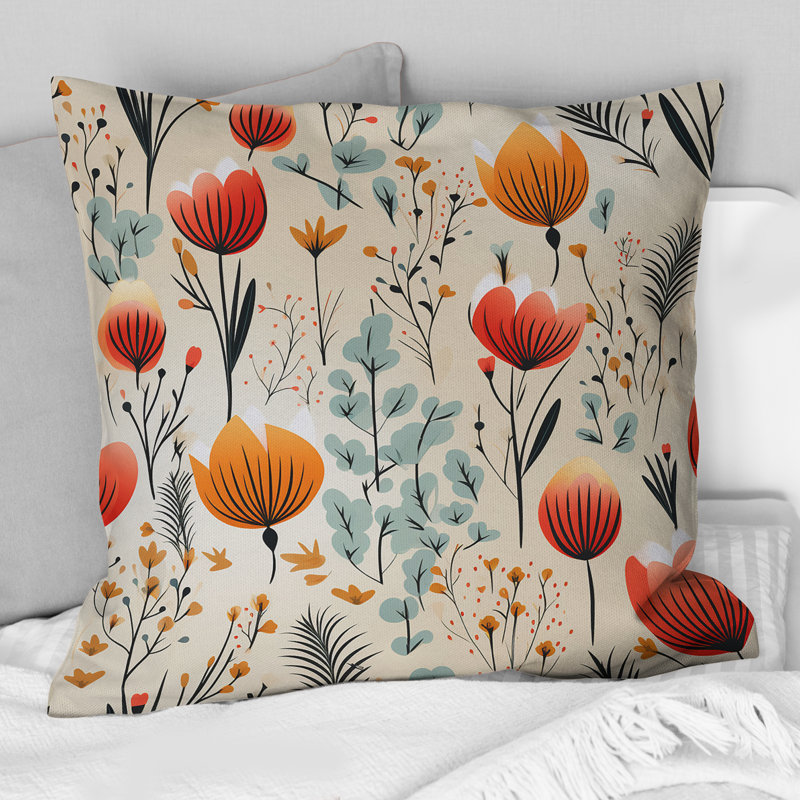 Coussin Orange Meadow, H 16 po x l 16 po