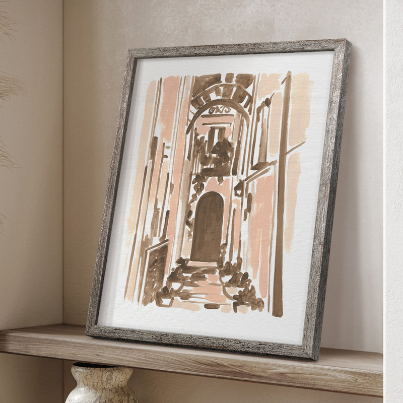 Blush Architecture Study IV Framed Print - Solid Wood, 11" H x 9" W