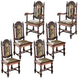 Charles II Side and Armchair Set