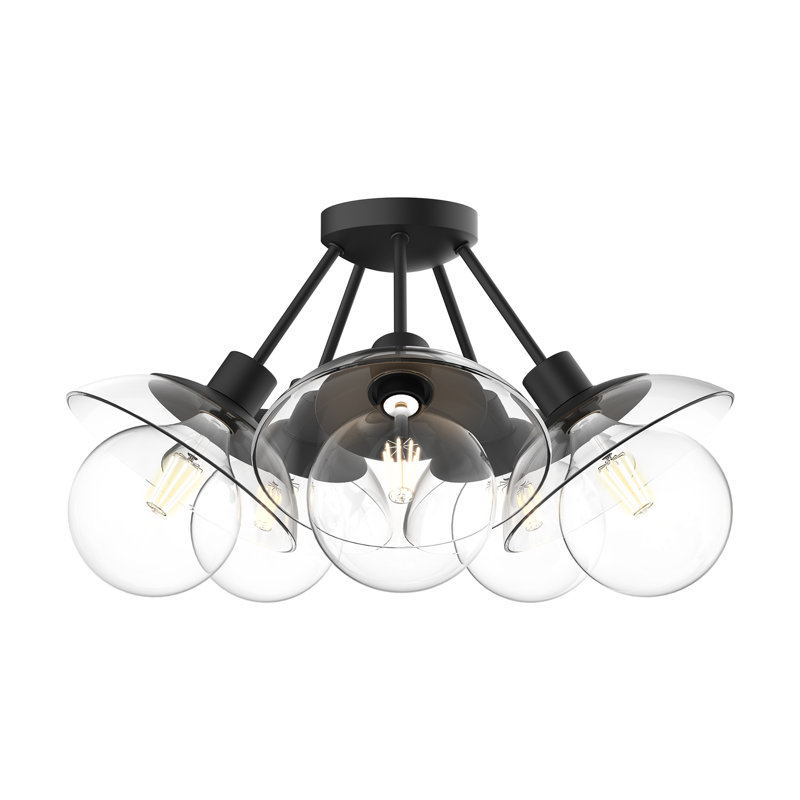 Plafonnier semi-encastré 5 lumières 19,75 po Francesca, Noir mat