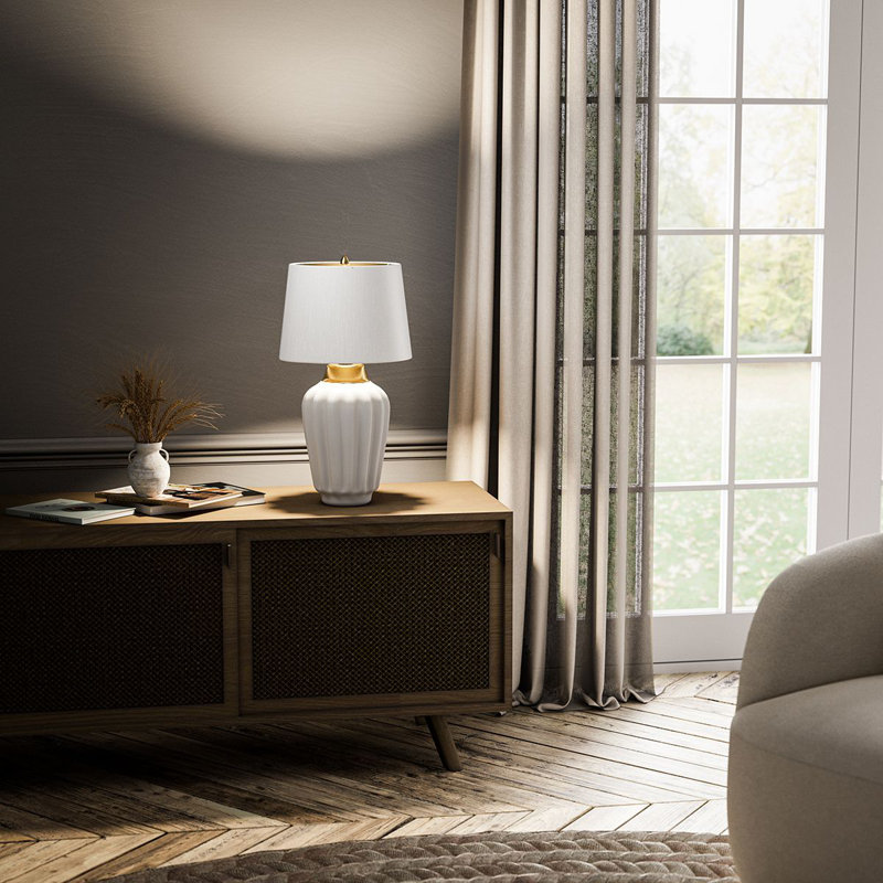 Table Lamp, Satin White/Polished Nickel