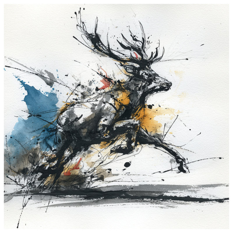 Édredon abstrait peinture de cerf, Lit simple