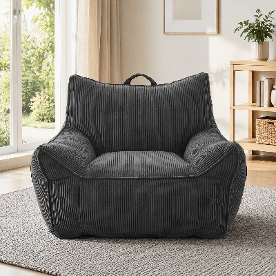 Fauteuil à billes en velours côtelé simple pour adultes, fauteuil à billes sans dossier avec accoudoirs et dossier, avec poignée à billes, fauteuil pour salon, chambre à coucher, dortoir