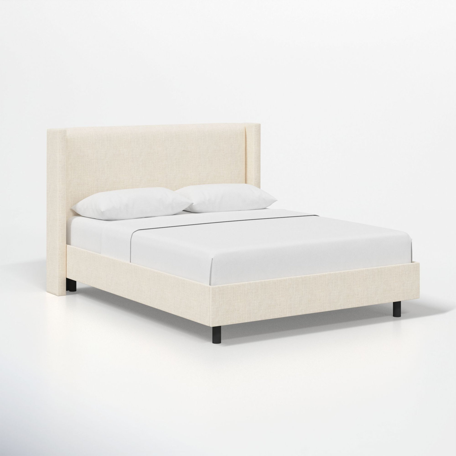 Hanson Upholstered Wingback Bed, Queen, Classic Talc Linen