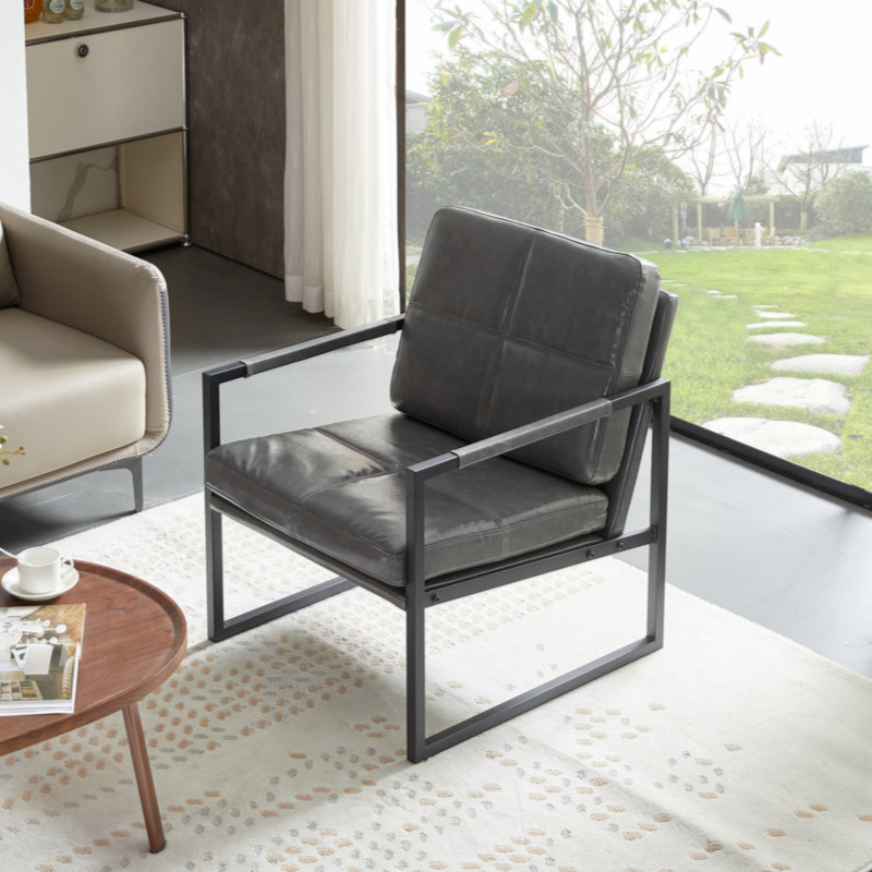 Fauteuil de conférence en similicuir Rouidate, Gris clair