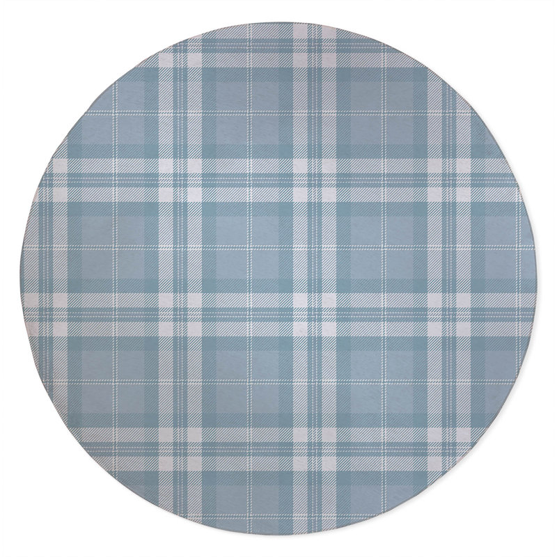 Vinny Tartan Non-Slip Outdoor Rug, Round 5'
