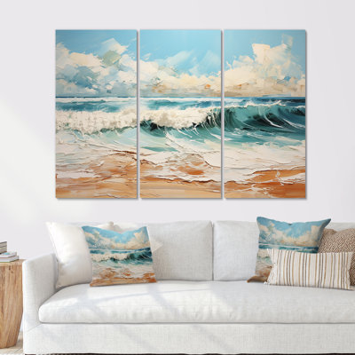 Ensemble de salon Teal Waves Fight I - Beach Wall Art