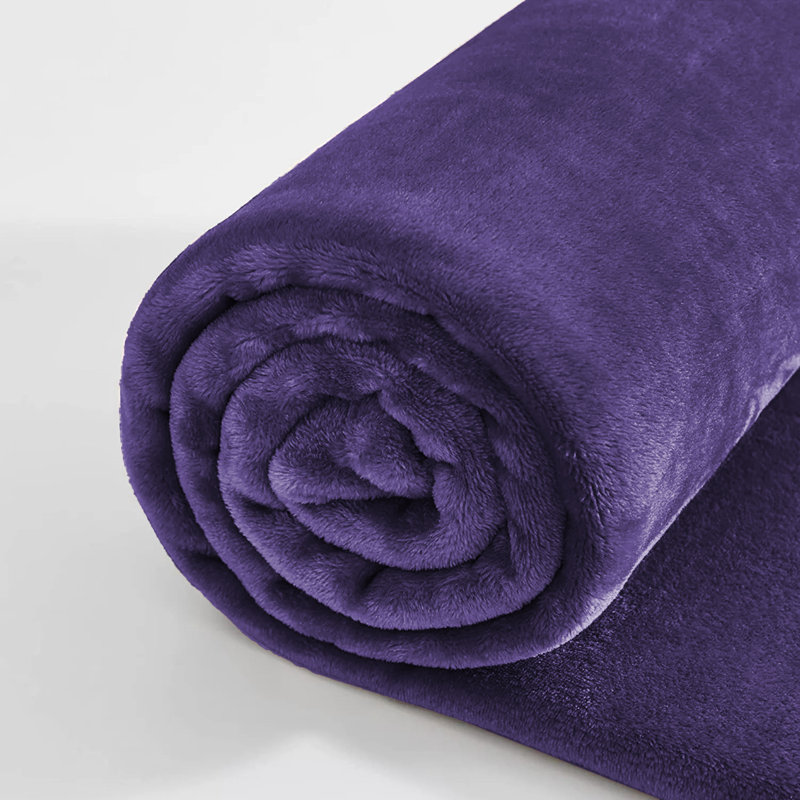 Ultra Soft Plush Faux Fur Reversible Fleece Blanket, Purple, Double