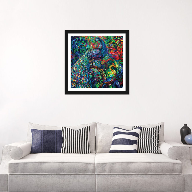 « oiseau view view », impression sur toile, Papier d'art encadré noir, H 24 po x l 24 po x P 1 po, Blanc
