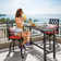 Arsalaan 29"W Enlarged Swivel Metal Outdoor Bar Stools with Cushion