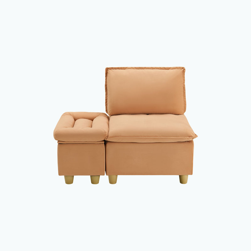 Fauteuil de rangement sans accoudoirs l 45,7 po avec porte-gobelet, Mélange de polyester brun pâle