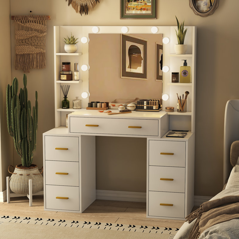 Ensemble de meuble-lavabo 43 po avec miroir lumineux Venetto, Blanc