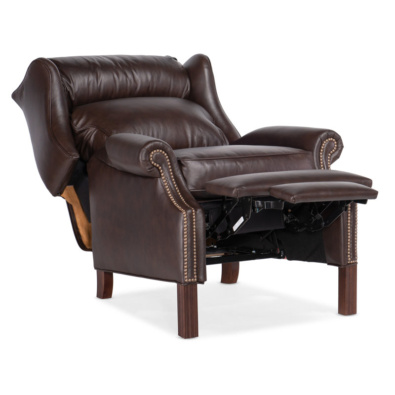 Chippendale Recliner, Central Park Brown Genuine Leather