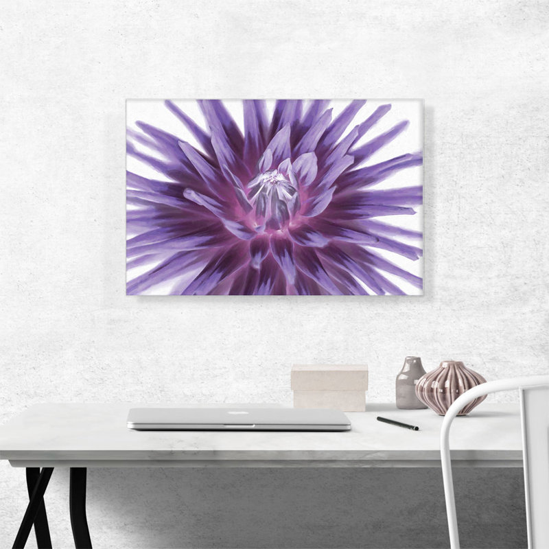 Grande fleur mauve à la maison - reproduction d'art sur toile tendue, H 18 po x l 26 po x P 0,75 po