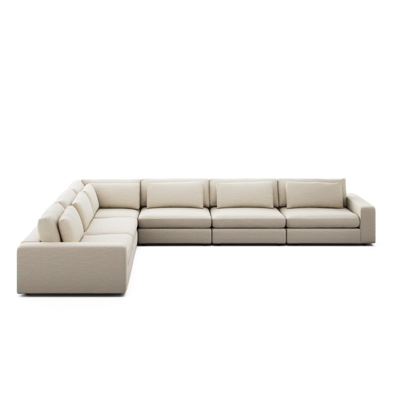 Bloor 6-PC Sectional-Savoy Parchment, Savoy Parchment Polyester Blend, Left Hand Facing, 31.5" H x 171.5" W x 132" D