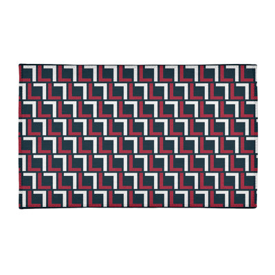 Tapis géométrique noir / blanc / rouge