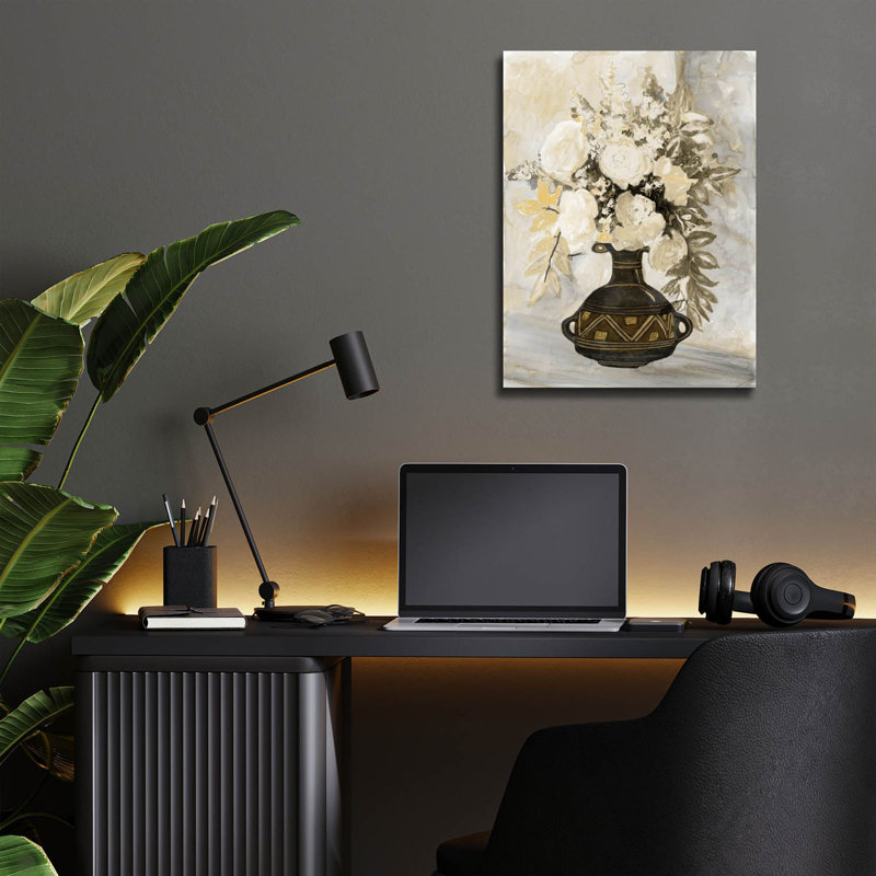 «Incan Pot Floral 2» par Stellar Design Studio, art mural en verre acrylique Epic Art, 12 po x 16 po