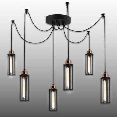 Adjustable Height Metal Body 6 Lights Chandelier