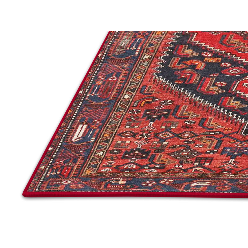 Tapis traditionnel Mehroon / bleu / crème, Rectangle 3 pi x 5 pi