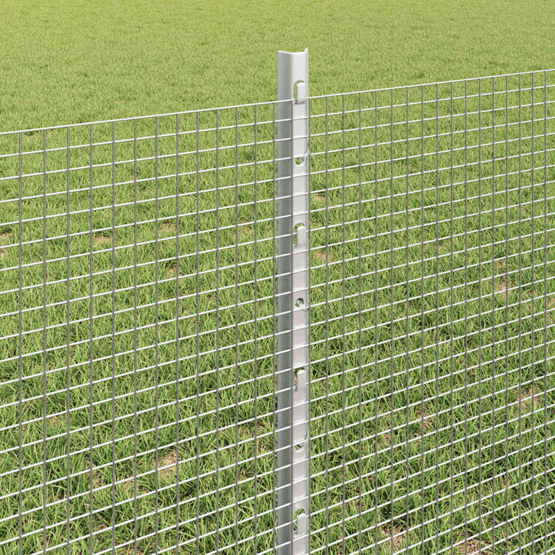 Vidaxl Fence With Posts Steel, Silver, 60cm H x 1000cm W x 2.7cm D