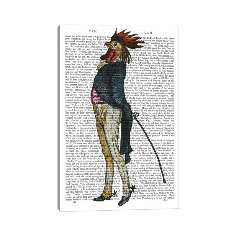 «Cockerel with Spurs» par Fab Funky - impression d'art graphique, Toile tendue, Aucun mat, H 26 po x l 18 po x 1,5 po