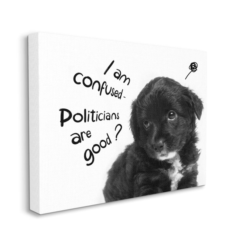 « Political Puppy »-impression de photo, H 16 po x l 20 po, Toile tendue