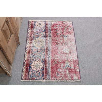 Authentic Vintage Turkish Door Mat boasting a Beautiful Floral Pattern for Traditional Home Decor